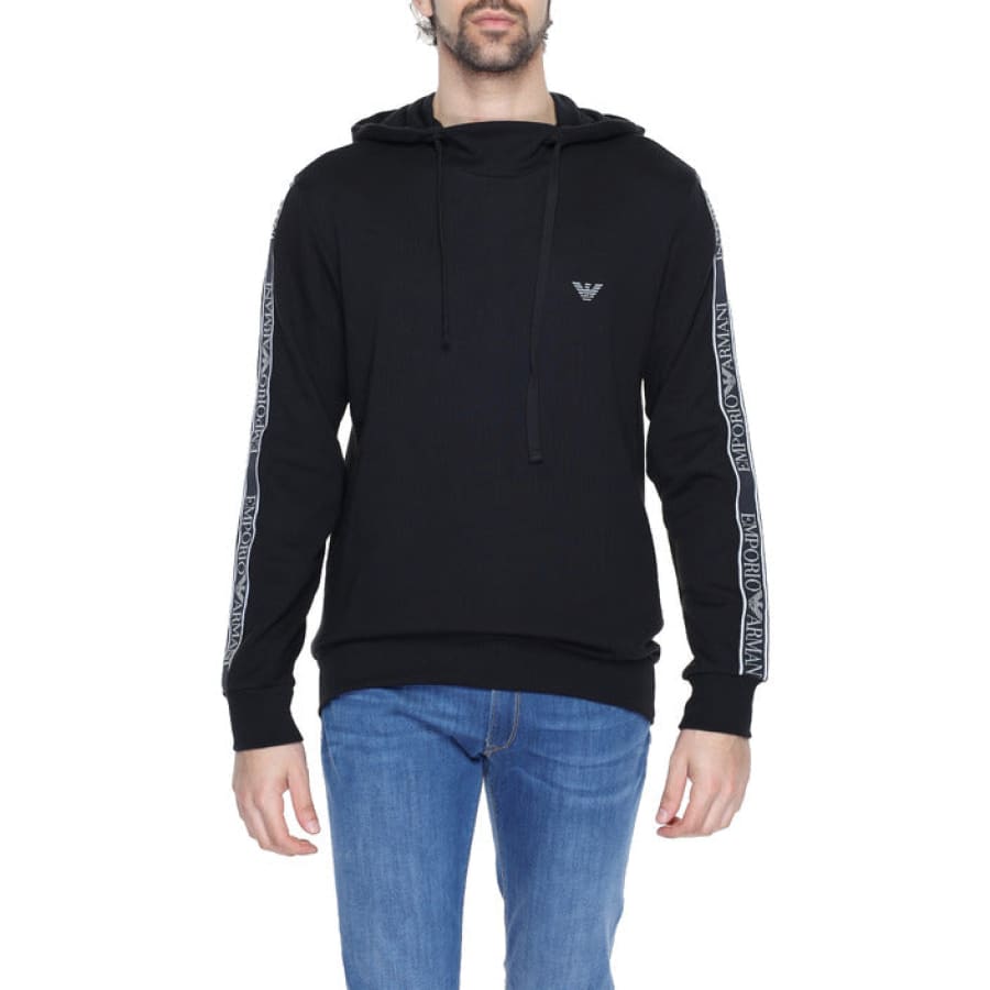 Emporio Armani black hoodie with logo for urban style fashion