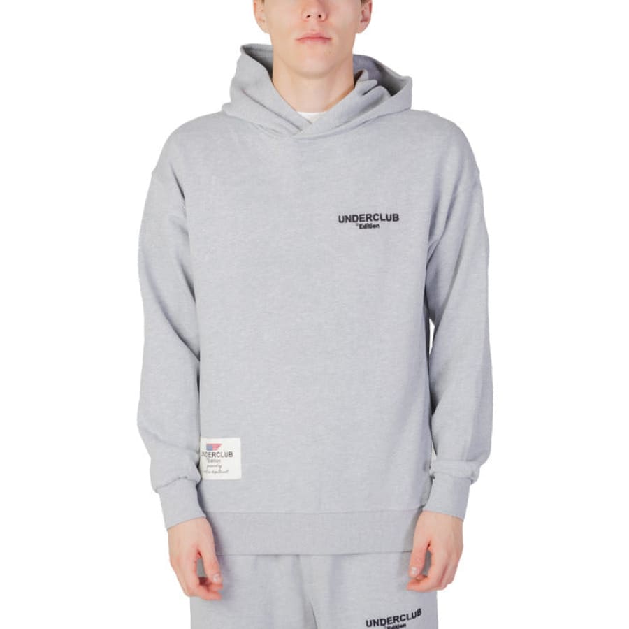 Young boy in urban style clothing, grey ’NO’ hoodie - Underclub Men Sweatshirts