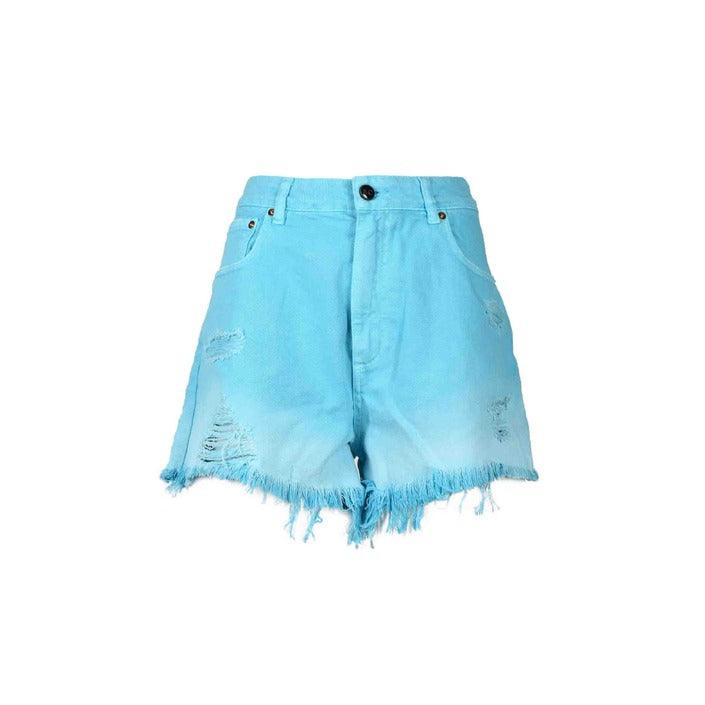 Light blue denim women’s shorts with fray edges from our collection