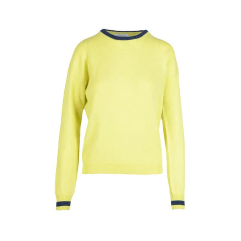 Timeless luxury Ballantyne yellow sweater with navy trim