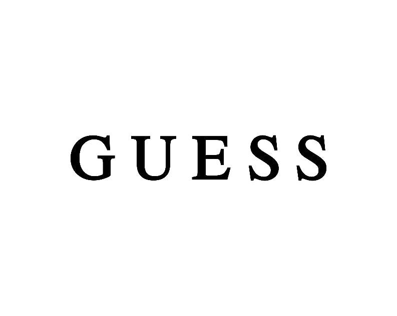 Trendy Guess logo in black on white for fashionable clothing