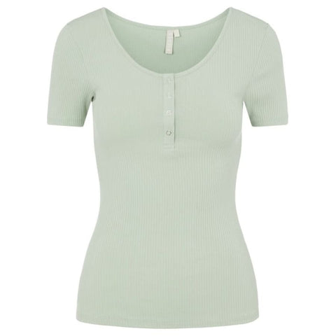 Woman in Pieces green rib knit top fashion