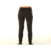 Adidas black sweatpants featuring white side stripes made of comfortable fabric ideal for jogging and casual wear