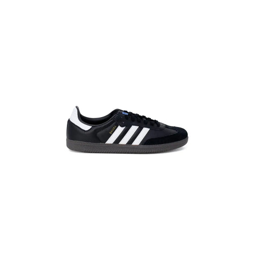 Adidas men leather sneakers black size 2.5 featuring black samba design with white three stripes and heel tab