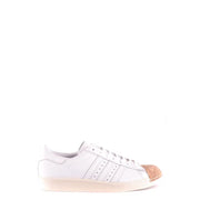Adidas men leather sneakers white sporty slip on with cork toe cap and cream-colored rubber sole
