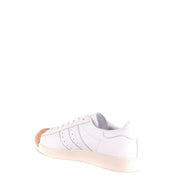 Adidas men leather white sneaker with tan rubber toe cap and gum sole sporty slip on model 35571