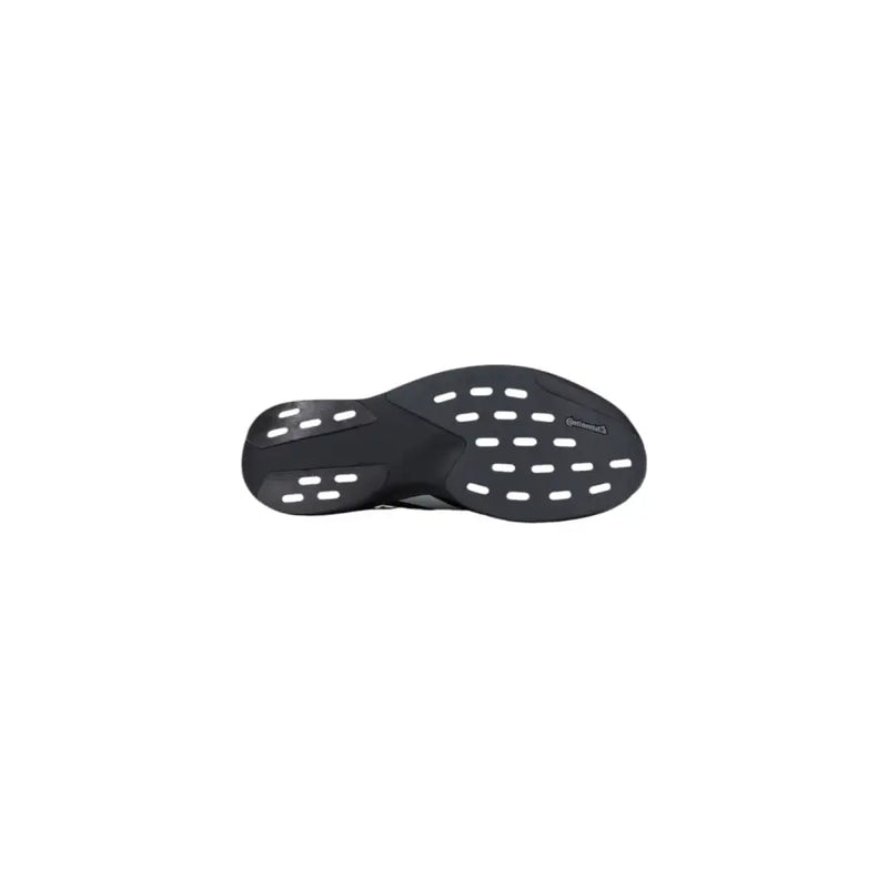 Adidas men sneakers black synthetic fabric with black rubber sole featuring white oval cutouts and continental logo on heel back side