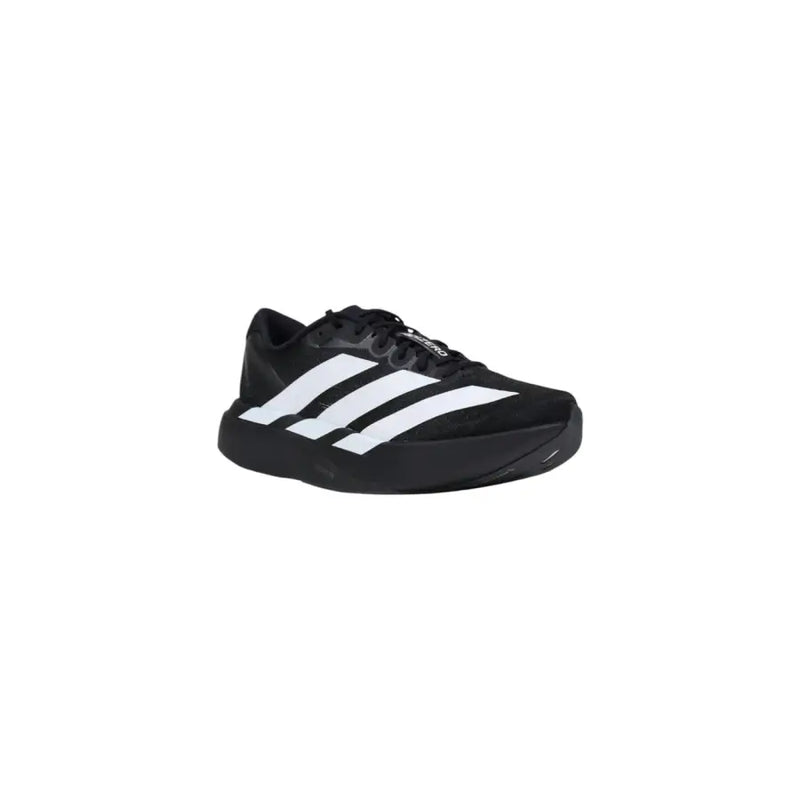 Adidas men sneakers black synthetic fabric with three white stripes side design model jp7149 running shoe