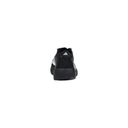 Adidas men sneakers black synthetic fabric with white stripes and textured upper JP7149 shown from the back side