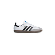 Adidas men sneakers white leather samba with black three stripes gray toe cap and gum rubber sole B75806