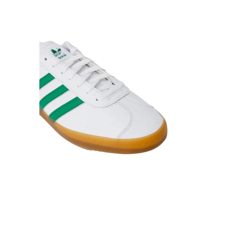 Adidas Weißer Herren-Sneaker aus Synthetik mit Schnürung, grünen Streifen und gummierter Sohle in Gummifarbe, Größe 2