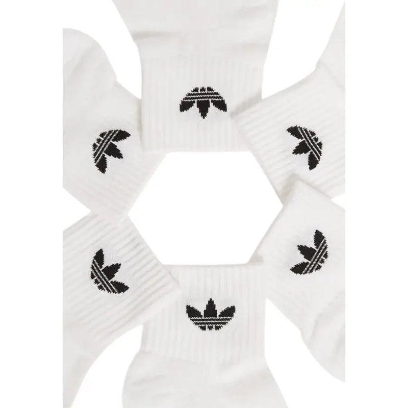 Six pairs of white ankle socks with black Trefoil logos for Adidas Men Spring Summer Underwear