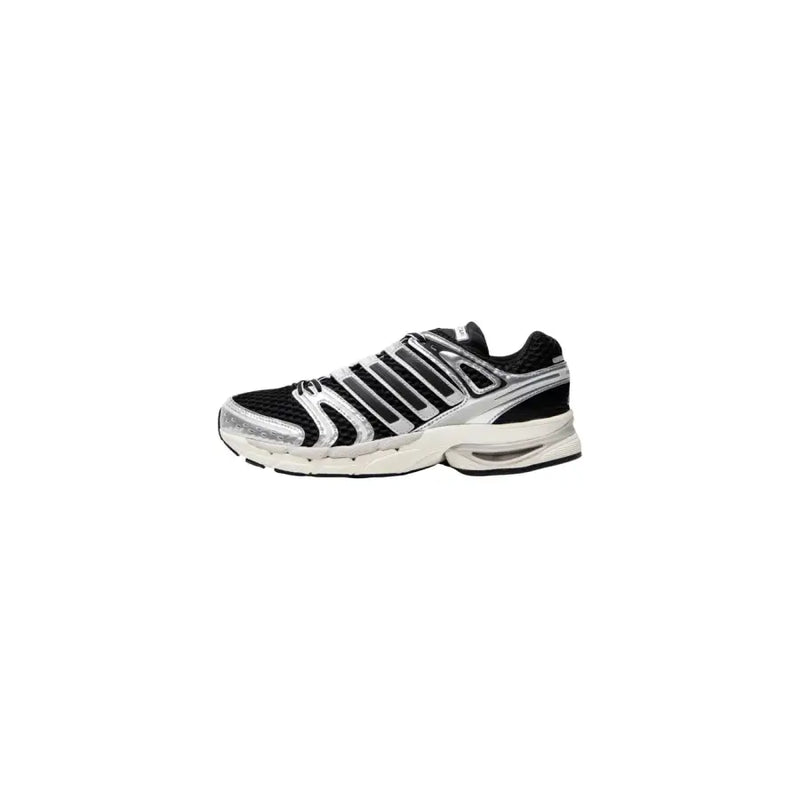 Adidas Originals Men Control 5 black synthetic sneaker with mesh upper, three stripes, white midsole, and visible air unit