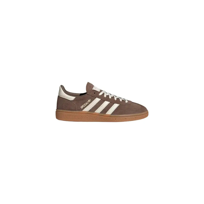 Adidas Originals men handball spezial brown suede leather sneakers with cream stripes and gum rubber sole