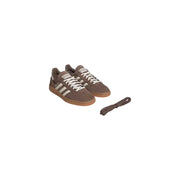 Adidas Originals men handball spezial brown suede leather sneakers with white stripes and matching laces