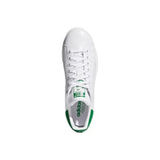 Adidas Originals men sneakers white leather stan smith with green synthetic accents on heel and tongue label