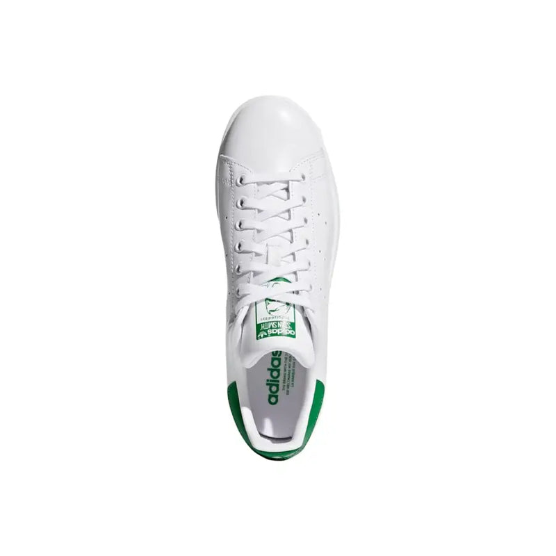 Adidas Originals men sneakers white leather stan smith with green synthetic accents on heel and tongue label
