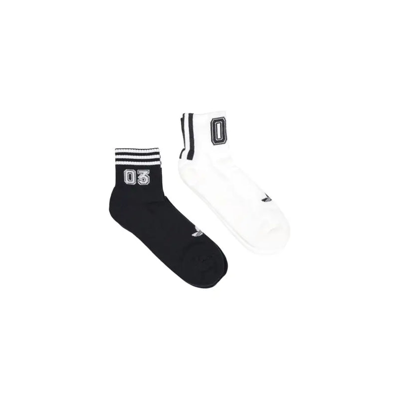 Noir et blanc Adidas Chaussettes de sport Originals pour hommes avec chiffres 03 et 0 en gras et bords-côtes rayés