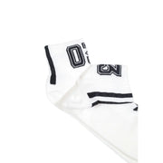 White athletic ankle socks with black varsity lettering and stripes from Adidas Originals men underwear collection