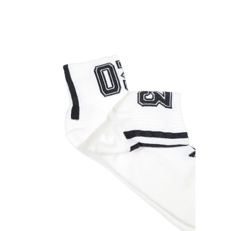 White athletic ankle socks with black varsity lettering and stripes from Adidas Originals men underwear collection