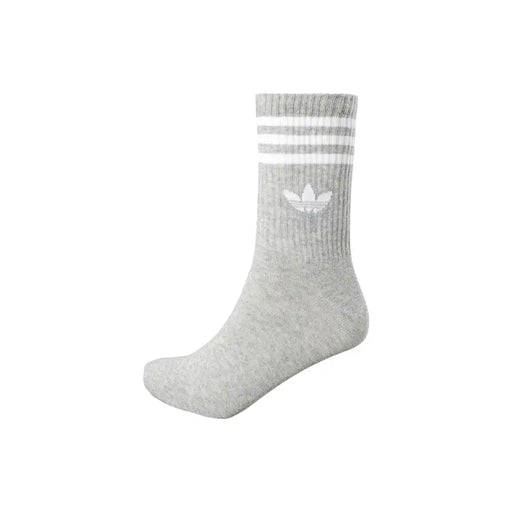 Adidas Originals men underwear gray heathered sock with white three stripes and white trefoil logo
