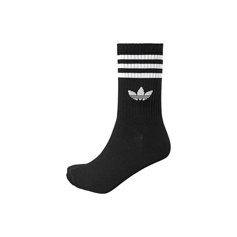 Schwarz Adidas Originals Herrensocke mit drei weißen Streifen und silbernem Trefoil-Logo für den Alltag