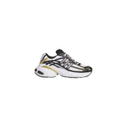 Adidas Originals women white sneakers with black and gold accents fabric upper and chunky rubber sole design