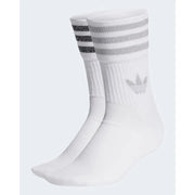 White Adidas women’s cotton blend socks with silver glitter stripes and trefoil logo