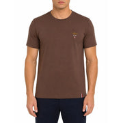 Aeronautica Militare men cotton underwear brown short-sleeved t-shirt with embroidered logo and striped tag