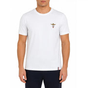 Aeronautica Militare men cotton white short-sleeved t-shirt with embroidered logo and tricolor stripe hem