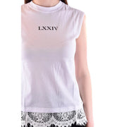 Alexander McQueen women tank top in white cotton with black lxxiv embroidery on the chest and sleeveless design