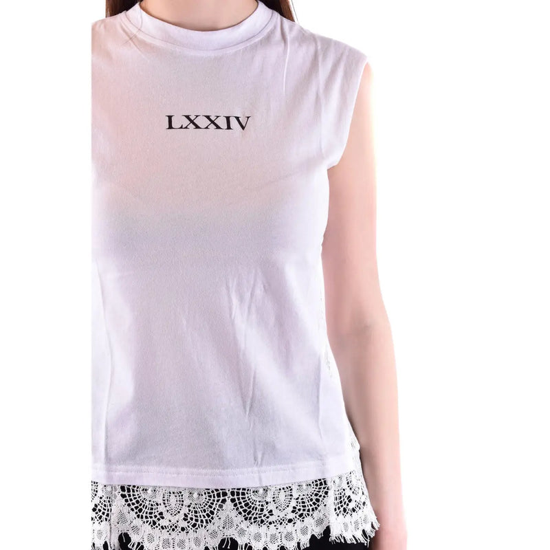 Alexander McQueen women tank top in white cotton with black lxxiv embroidery on the chest and sleeveless design