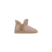 Alviero Martini Prima Classe beige suede UGG ankle boot with gold buckle