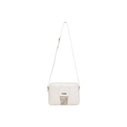 Alviero Martini Prima Classe white leather crossbody bag with pilasm map print