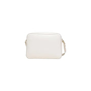 A sleek white leather crossbody bag with minimalist design and gold-tone hardware by Alviero Martini Prima Classe