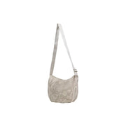 Alviero Martini Prima Classe beige crossbody bag with subtle floral print, adjustable strap, and multiple pockets