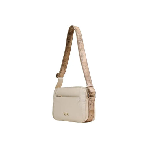 Alviero Martini Prima Classe beige crossbody bag with map strap and gold hardware