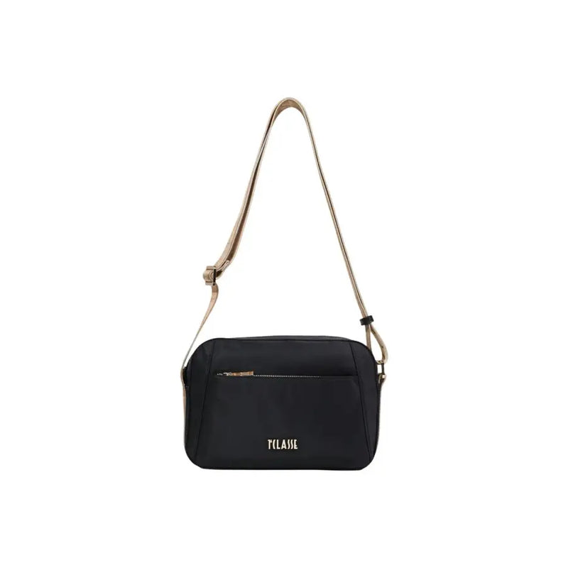 Alviero Martini Prima Classe black nylon crossbody bag with gold zipper