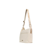 Alviero Martini Prima Classe beige cream-colored shoulder bag with patterned strap and zip pocket branding visible
