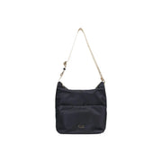 Alviero Martini Prima Classe black nylon beige shoulder bag with cream strap