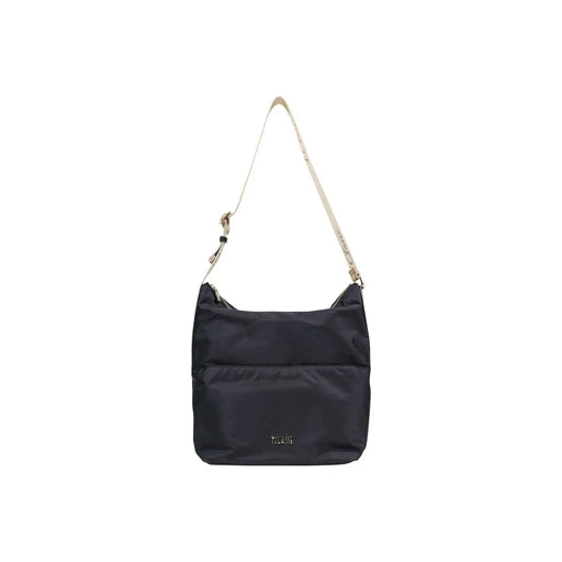 Alviero Martini Prima Classe black nylon beige shoulder bag with cream strap