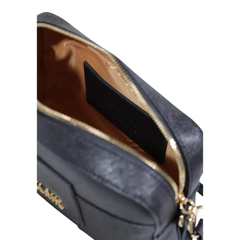 Alviero Martini Prima Classe dark blue textured leather crossbody bag with gold-tone zipper and hardware