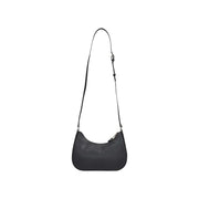 Alviero Martini Prima Classe black leather curved shoulder bag with silver hardware and zip
