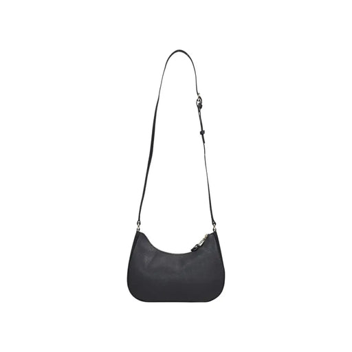 Alviero Martini Prima Classe black leather curved shoulder bag with silver hardware and zip