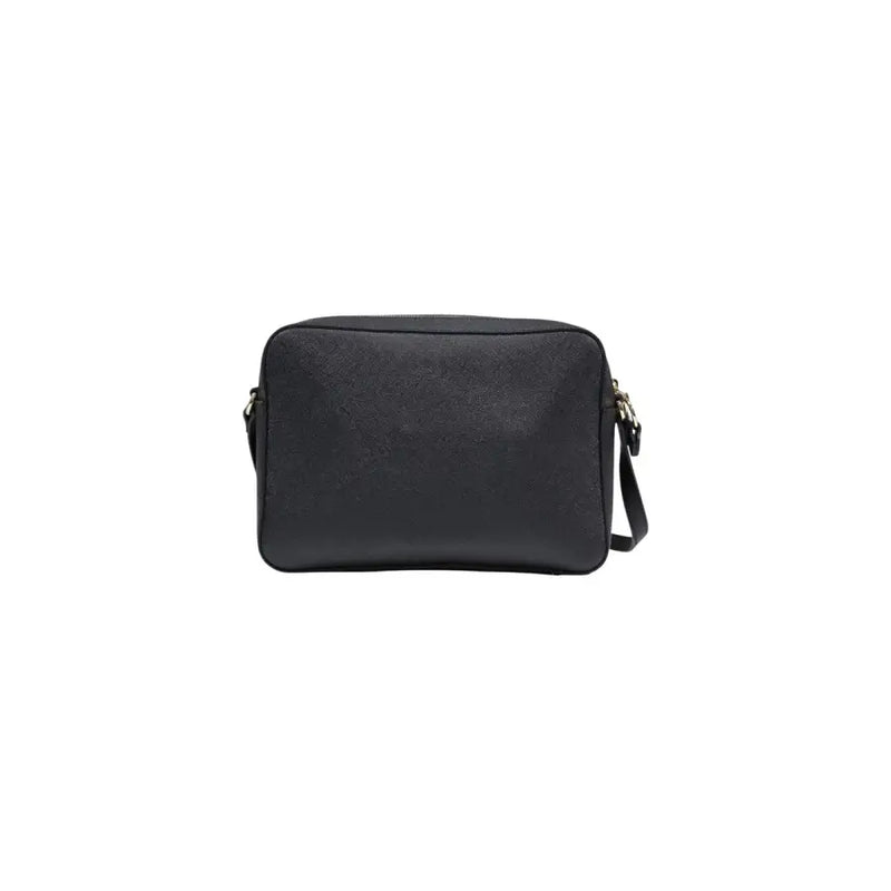 Alviero Martini Prima Classe black textured crossbody bag with sleek minimalist design and gold-tone hardware