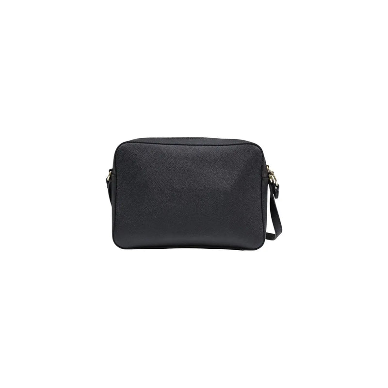 Alviero Martini Prima Classe black textured crossbody bag with sleek minimalist design and gold-tone hardware