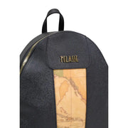 Alviero Martini Prima Classe black print zip rucksack with map panel