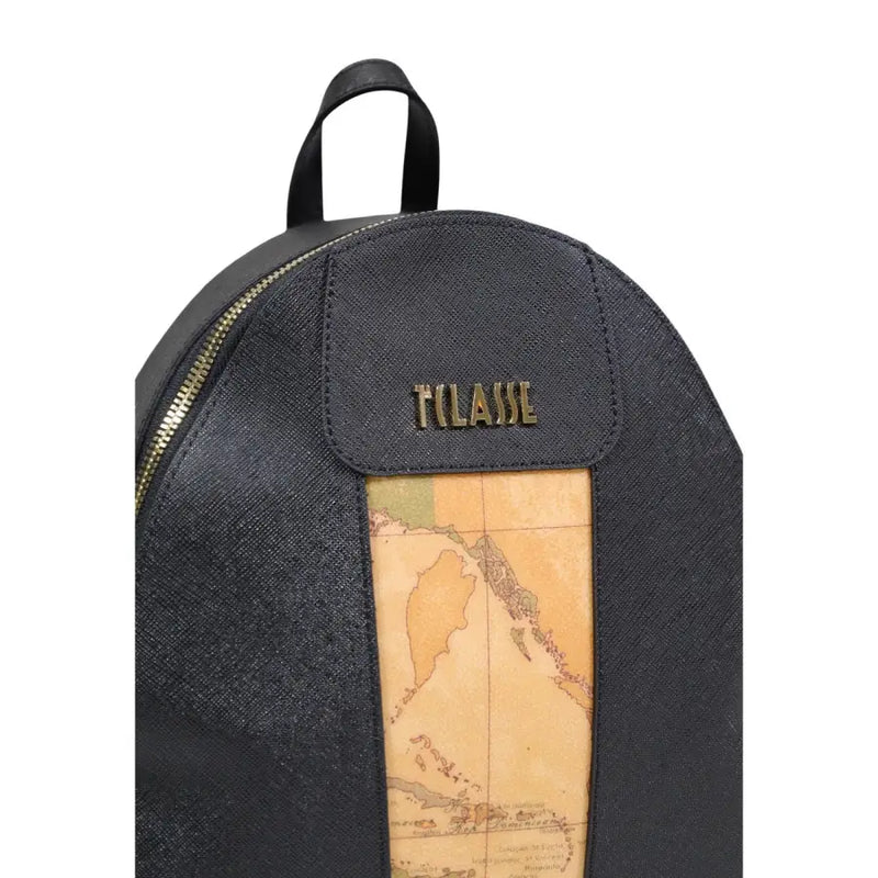 Alviero Martini Prima Classe black print zip rucksack with map panel