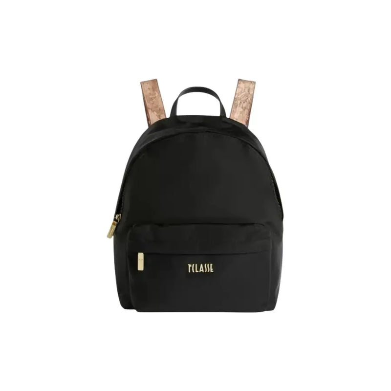 Schwarzer Alviero Martini Prima Classe Rucksack mit goldenen Reißverschlüssen und Classe-Logo