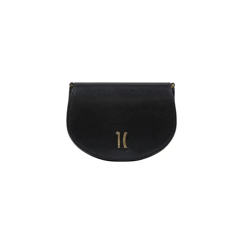Alviero Martini Prima Classe black leather crossbody shoulder bag with gold-tone logo and button closure